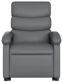 Poltrona massagens reclinável elevatória couro artif. cinzento