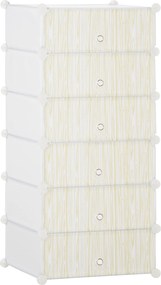 HOMCOM Sapateira modular, móvel de arrumação com 6 cubos empilháveis em plástico, 49 x 36,5 x 108 cm branco | Aosom Portugal