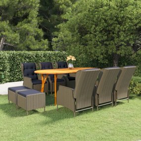 vidaXL 9 pcs conjunto de jantar para jardim castanho