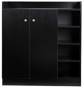 HOMCOM Armário para Sapatos de Madeira com 2 Portas e 4 Estantes 83x30x90cm Preto