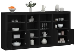Aparador com luzes LED 202x37x100 cm preto