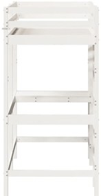 Cama alta com secretária 75x190 cm pinho maciço branco
