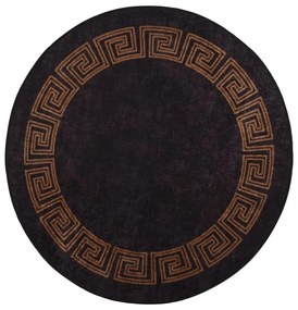 Tapete lavável antiderrapante φ120 cm preto e dourado