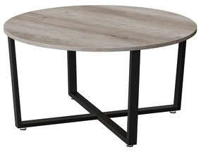 Mesa de centro redonda VASAGLE, estilo industrial, estrutura de metal durável, fácil de montar, para sala de estar, quarto, cinza e preto LCT088B02