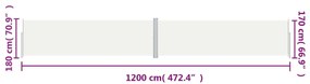 Toldo lateral retrátil 180x1200 cm cor creme