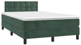 Cama boxspring com colchão 120x200 cm veludo verde-escuro