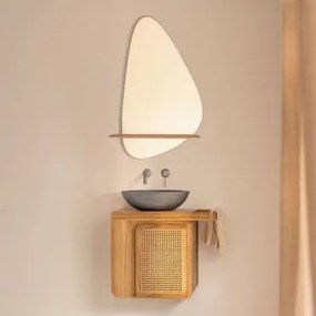 Conjunto De Móveis De Banheiro Suspensos Em Madeira De Teca Georgy Madeira De Teca & Cimento Cinzento Redondo Ø40 Cm Tarsis & - Sklum
