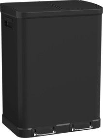 HOMCOM Lixeira de cozinha de duplo compartimento 2 x 30L com pedal em aço inoxidável, tampa com fechamento suave, preto | Aosom Portugal