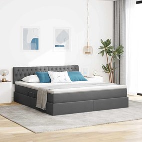 vidaXL Cama com arrumação e LED Cinza Escuro 160 x 200 cm Poliéster