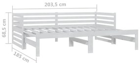 Estrutura sofá-cama de puxar 2x(90x200) cm pinho maciço branco