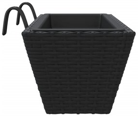 Canteiros com ganchos 2 pcs vime PE preto
