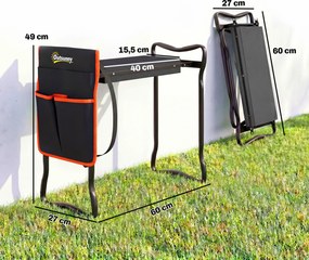 Banco de Jardim Dobrável com Almofada de EVA e Bolsa para Ferramentas na Cintura, Carga 150 kg