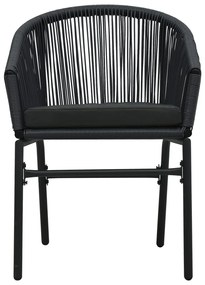 3 pcs conjunto de jantar para jardim preto