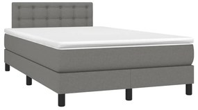 Cama box spring c/ colchão e LED 120x200 cm tecido cinza-escuro