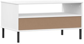 Mesa de centro com pernas de metal madeira maciça OSLO branco