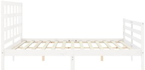 Estrutura de cama com cabeceira 200x200cm madeira maciça branco