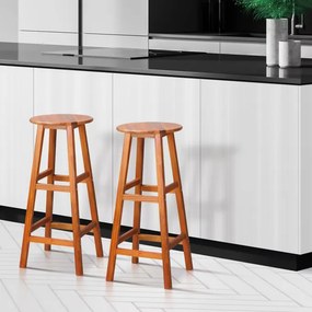 Conjunto de 2 bancos altos bar em madeira de acácia 76x34x34cm Castanho