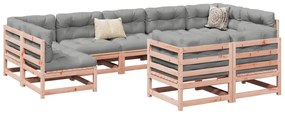 vidaXL 9 pcs conj. sofás jardim c/ almofadões madeira abeto-de-douglas