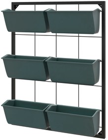 Outsunny Horta Vertical de 3 Níveis com 6 Vasos em Aço e Plástico 52x14x66 cm Verde Escuro | Aosom Portugal