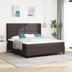 Cama Box Spring vidaXL com Colchão Castanho Escuro 180x200 cm Tecido