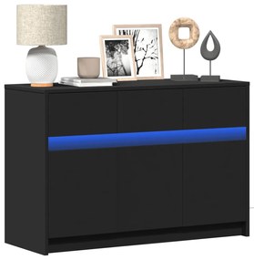 Móvel de TV com luzes LED derivados de madeira preto