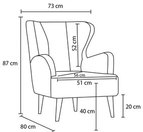 Cadeira Wing Karina Prestij – Creme – 73x87x80 cm