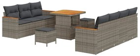 Conjunto de Sofá de Jardim vidaXL com Almofadas em Cinza Rattan Poly A