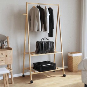 Cabide com prateleiras e rodas 96x45,5x155,5 cm bambu