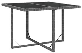 9 pcs conjunto jantar p/ jardim c/ almofadões vime PE cinzento