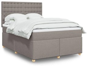 vidaXL Cama com molas/colchão 160x200 cm tecido castanho-acinzentado