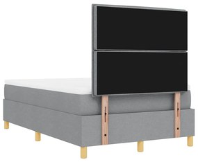 Cama Box Spring com Colchão e Banco Cinzento-claro 120x190 cm Tecido