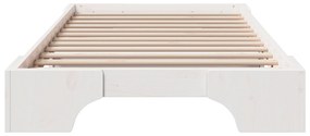 Estrutura de Cama Branca Madeira de Pinho Sólida 90 x 190 cm