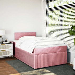 Cama boxspring com colchão 120x200 cm veludo rosa