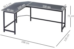 Vinsetto Secretária de Canto Mesa de Computador em Forma de L com Estr