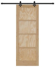 Porta Deslizante com Conjunto de Ferragens 78x211 cm Madeira de Pinho