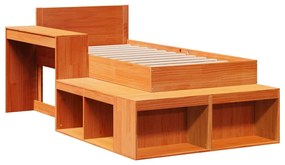 Cama sem colchão 90x200 cm pinho maciço castanho-mel