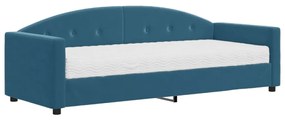 Sofá-cama com colchão 80x200 cm veludo azul