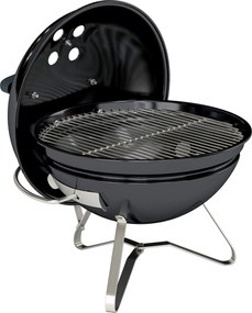 Grelhador de Carvão Portátil com Tampa Suporte Grelha Ventilação Ajustável Ø41x44 cm Preto