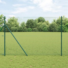 Conjunto de Poste de Cerca Conjunto de 2 Verde Aço, PVC