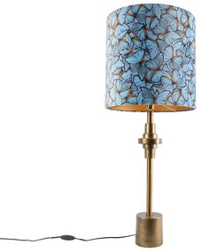 Candeeiro de mesa bronze com abajur de veludo design de borboleta 40 cm - Diverso Art Deco