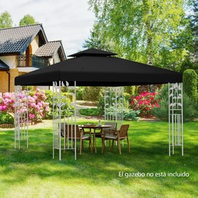 Toldo de substituição para tenda (NÃO INCLUIDA) de 2 andares de 300 x 300 cm com fivelas de alumínio, ganchos e fechos Preta