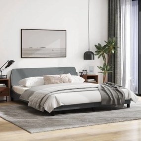 Estrutura de cama 180x200 cm tecido cinzento-claro