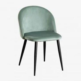 Cadeira De Jantar Estofada Em Veludo Kana Verde Abeto & Negro - Sklum