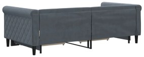Sofá-cama c/ gavetão e gavetas 90x190 cm veludo cinzento-escuro