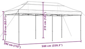 Tenda para festas pop-up dobrável 580x292x315 cm bordô