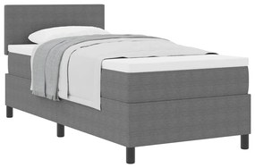 Cama Box Spring com Colchão Cinza 100x200 cm Tecido de Veludo Cotelê