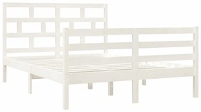 Estrutura de cama casal 135x190 cm madeira maciça branco