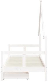 Estrutura cama infantil c/ gavetas 80x200cm pinho maciço branco