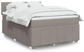 vidaXL Cama com molas/colchão 140x200 cm tecido castanho-acinzentado