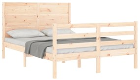 Estrutura de cama com cabeceira 140x190 cm madeira maciça